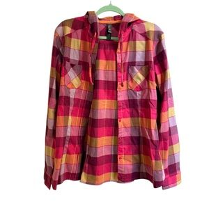 Marmot Women’s Plaid Long Sleeve Button-Down Shirt with hood